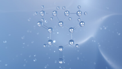 Barbital molecular structure, 3d model molecule, barbiturate, structural chemical formula view from a microscope