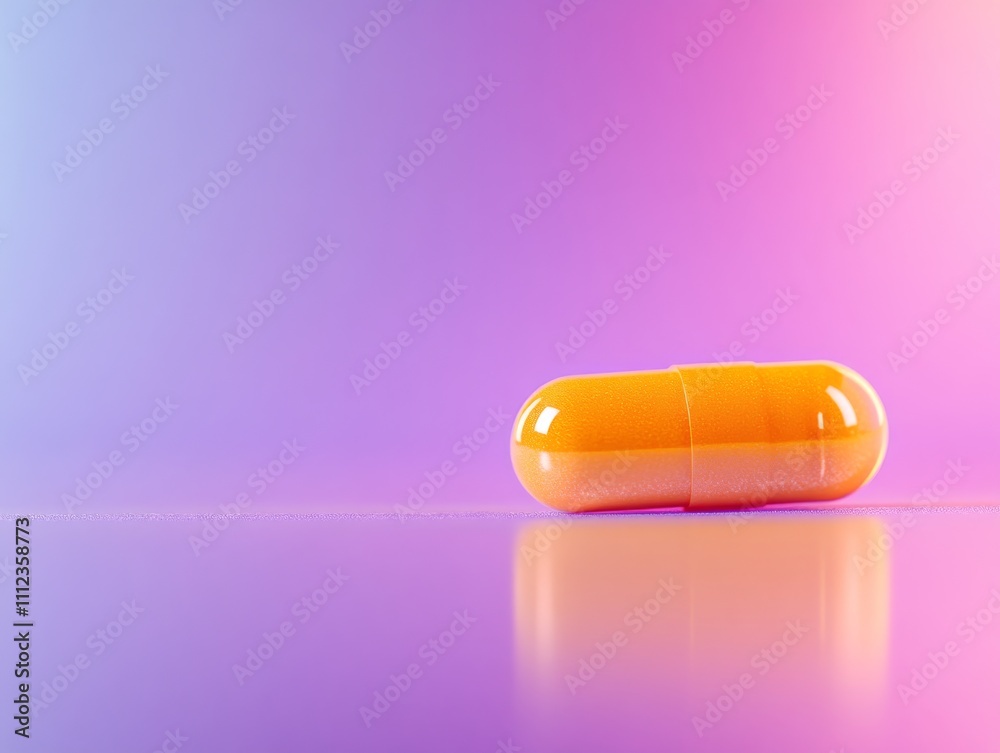 Poster A single yellow capsule is placed against a soft pastel gradient backdrop, illuminated with faint reflections that enhance its fresh appearance and color
