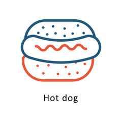 Hot dog  Vector two Colors Outline Icon. Eps file 10