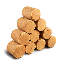 Pile of Sweet Brazilian Peanut Called Paçoca on white background