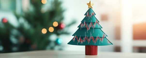 A colorful paper Christmas tree with a star, symbolizing holiday joy and creativity, designed for a festive business campaign.