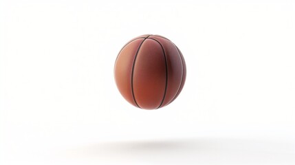 A basketball spinning mid-air, isolated on a white background, with detailed texture and seams.