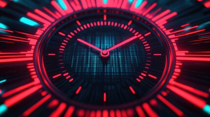 Fototapeta premium Futuristic 3D Clock with Intricate Holographic Design