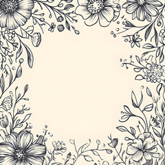 Creative 2D Doodle Floral Illustrations Text Space for Versatile Designs, Greeting Cards, Invitations