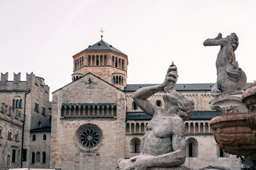 Obraz premium Ice Dawn in Sappada. Walk through ancient villages and dream mountains. Dolomites.