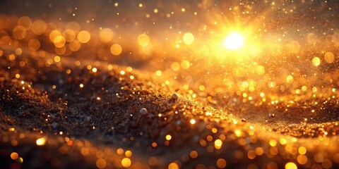 Obraz premium Close-up view of shimmering dust particles illuminated by the setting sun, dust, particles, lightweight, fluffy