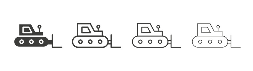 Bulldozer icons collection. vector set in black color