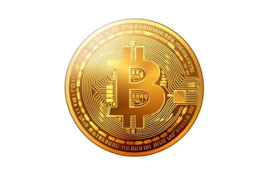a gold coin with a bitcoin symbol