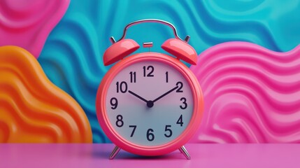 Whimsical Alarm Clock with Colorful Background