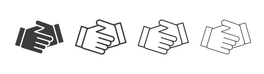 Handshake icons collection. vector set in black color