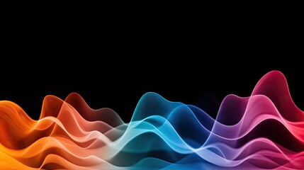 Fototapeta premium Colorful wave abstract design on black background.