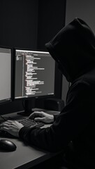 Cybercrime illustration depicts hacker stealing data through crypto scam