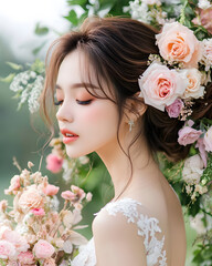 Naklejka premium Wedding photos with a clean background for free space for text. For use with advertising banners for weddings or Valentine's Day.