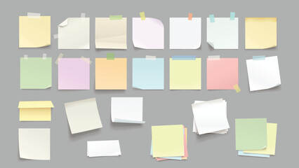 different paper memo notes in big set
