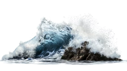  Sea wave hitting rock transparent background © Krtola 