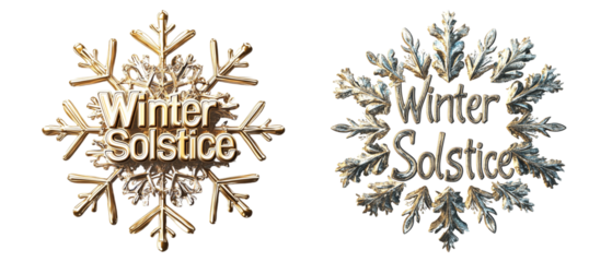 Pack PNG collage with bold typography that says Winter Solstice set against transparent background