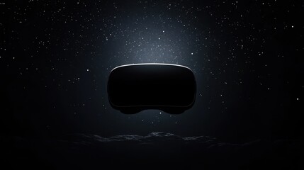 A sleek virtual reality headset is silhouetted against a starry background, conveying a sense of immersion in digital experiences, Ideal for tech-related projects, blogs, and promotional materials,