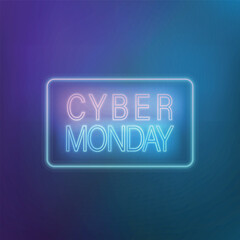 neon cyber monday light sign on dark