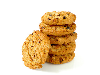 Stack of oatmeal cookies with raisin