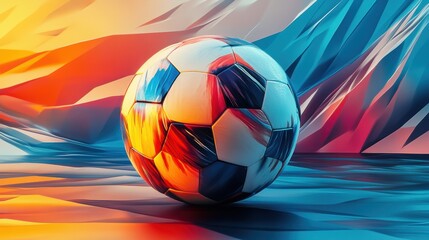 Naklejka premium A modern soccer ball artwork with sharp, bold lines and contrasting colors. 