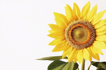 Fototapeta premium Bright sunflower on white background, summer vibes