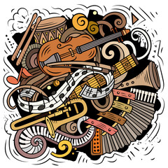 Cartoon vector doodles Classic music illustration