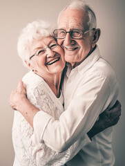 An elderly couple are hugging, National Hug Day