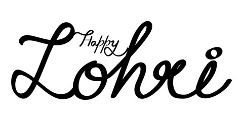 Vector hand written calligraphy of Happy Lohri on transparent background