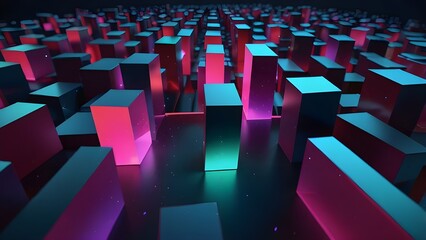 Fototapeta premium Futuristic Illusions 3D Abstract Shapes and Holograms