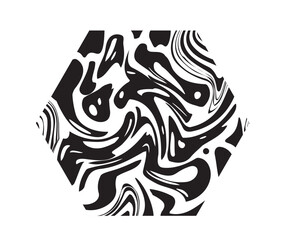 Psychedelic trippy figures. Abstract minimalistic creativity and art. Back to 80s and 90s. Modern hexagon patterns and ornaments. Linear vector illustration isolated on white background