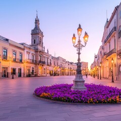 Serene Sunset View of a Picturesque Italian Town Square