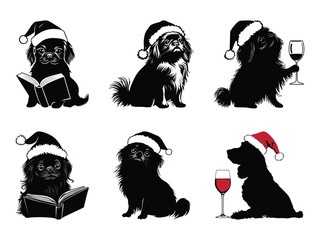 Christmas Pekingese Dog Silhouette Design – Festive Holiday Artwork
