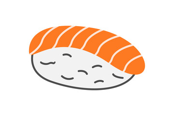 Nigiri sushi delight PNG. Japanese dish with rice and raw salmon fish. Transparent background