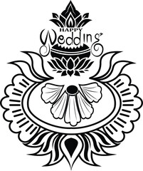 Happy Wedding logo with kalash design
