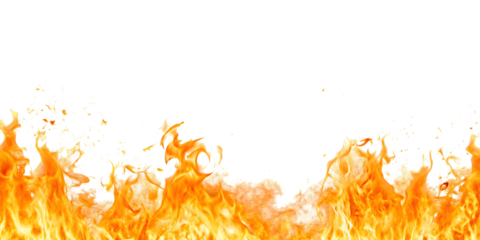 orange hot fire frame border isolated on white background.AI GENERATED