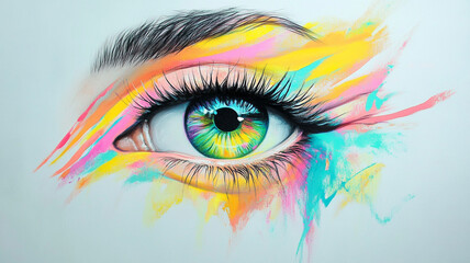 Woman's captivating blue eye with long lashes, a mesmerizing closeup