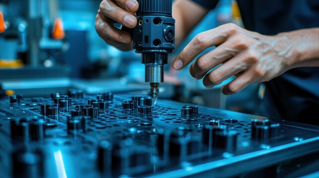 Precision engineering in action close-up of components at a manufacturing facility