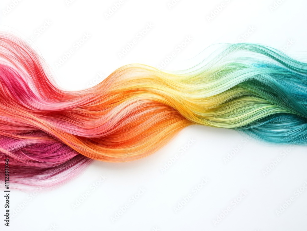 Fototapete a vibrant abstract rainbow wave stretches diagonally across a clean white background, providing a dy