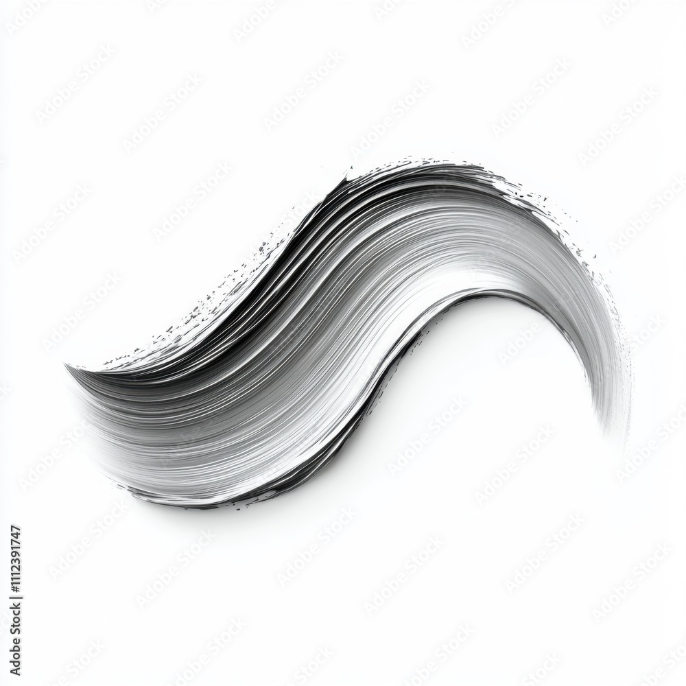 Poster a curved black and white brushstroke on an isolated background. abstract paint line for decor and de