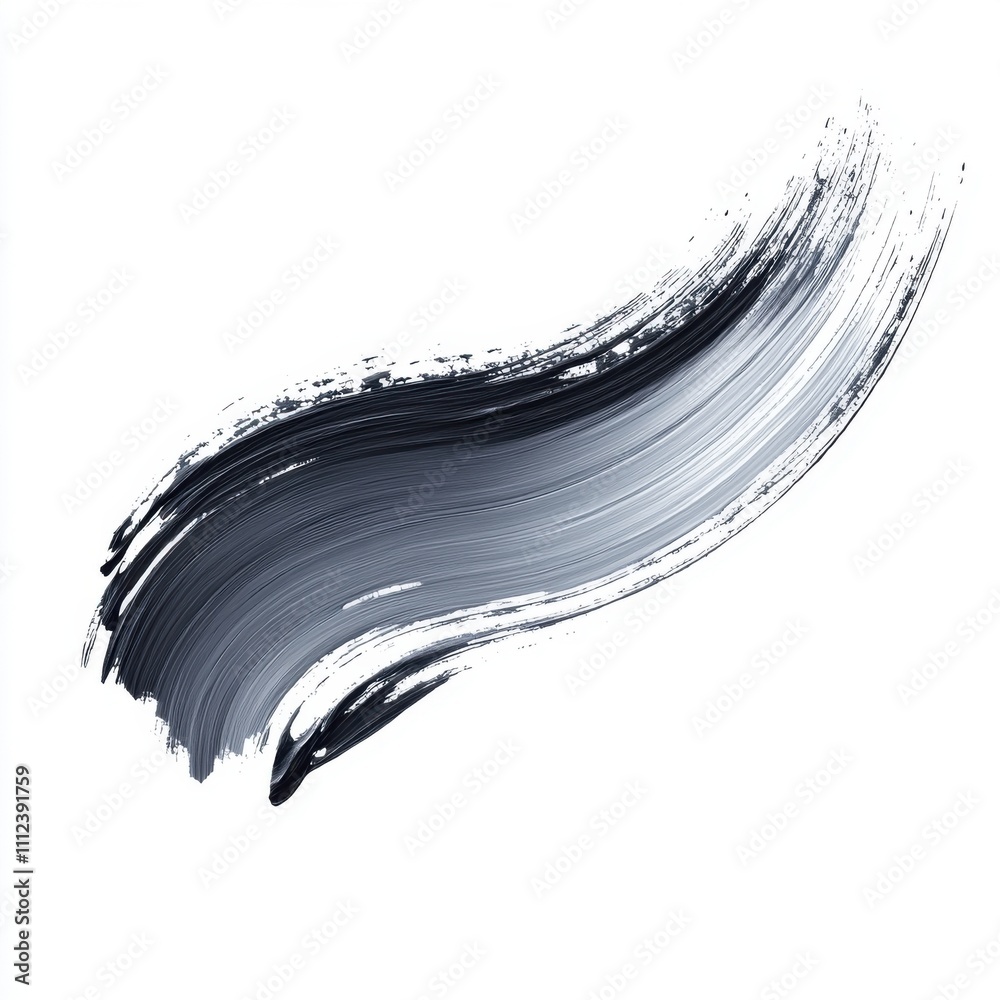 Poster a brush stroke of gray color, isolated on a white background. abstract paint line for decor and desi