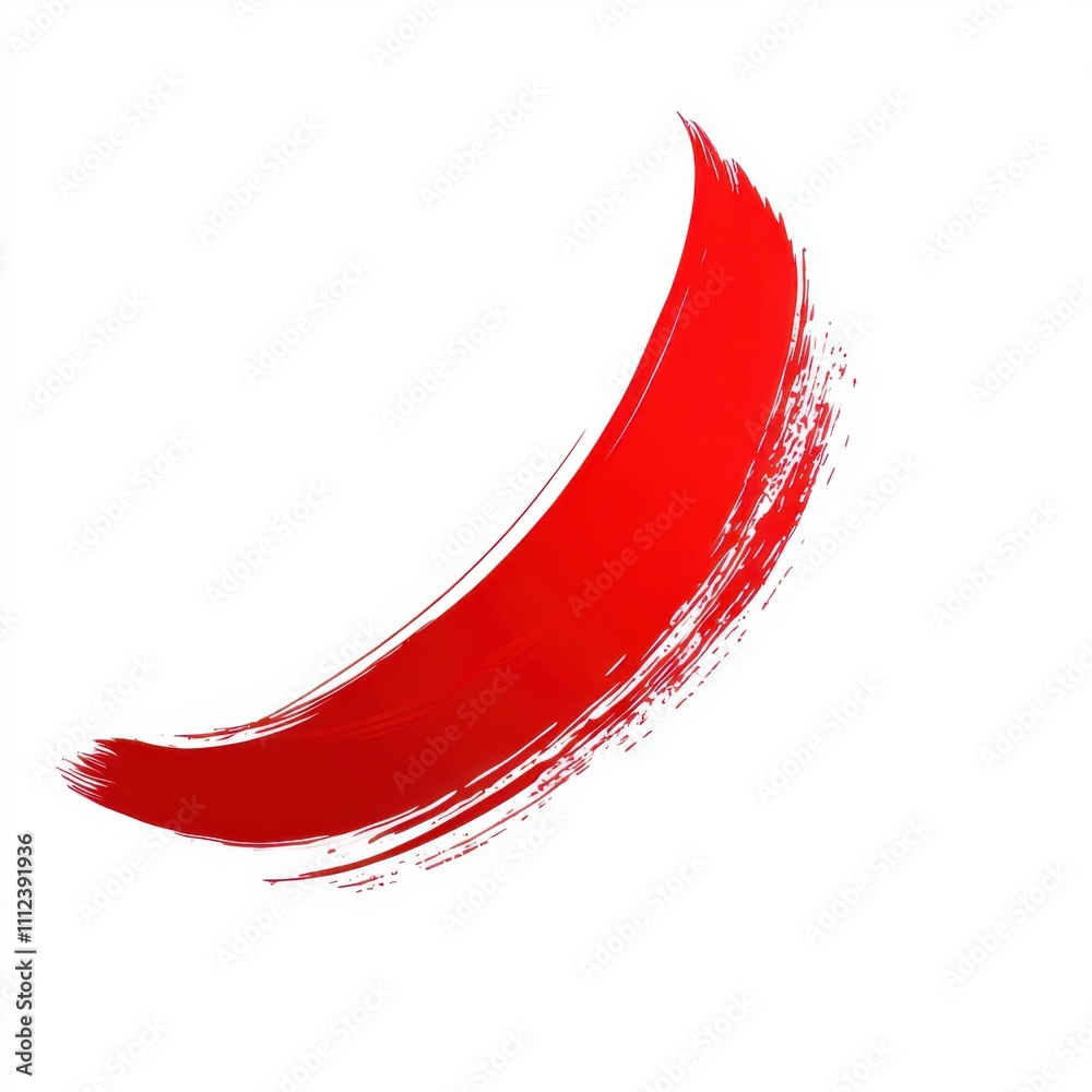 Poster red, curved brush stroke on a white background, vector illustration. abstract, red line with paint i