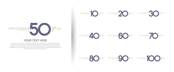 logo anniversary set. black and gold color on white background for special event