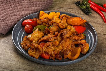 Asian cuisine - roasted crocodile meat