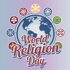 World Religion Day, poster, card, vector