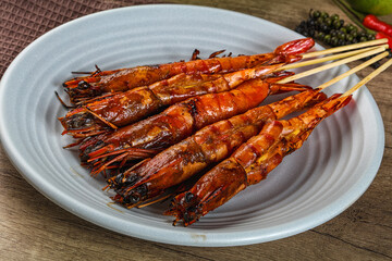 Tasty grilled tiger prawn snack