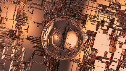 Luxurious Golden Textures and Glittering Spheres Shimmering Metallic Background Collection. Futuristic tech spirals desktop background image beautiful desktop background wallpaper.