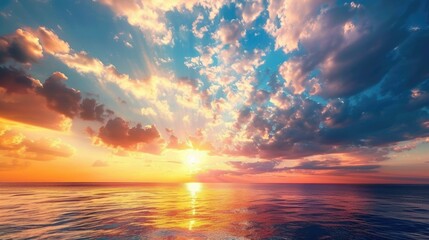 Fototapeta premium Golden Sunset Over a Tranquil Ocean