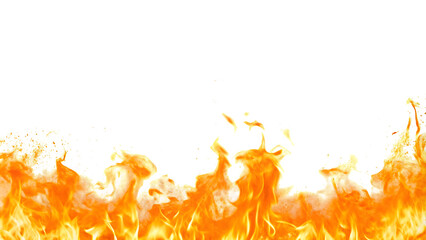 orange hot fire frame border isolated on white background.AI GENERATED