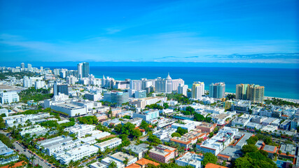 Aerial view of the beach on Miami Beach