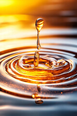 Macro photo of a drop falling into water
